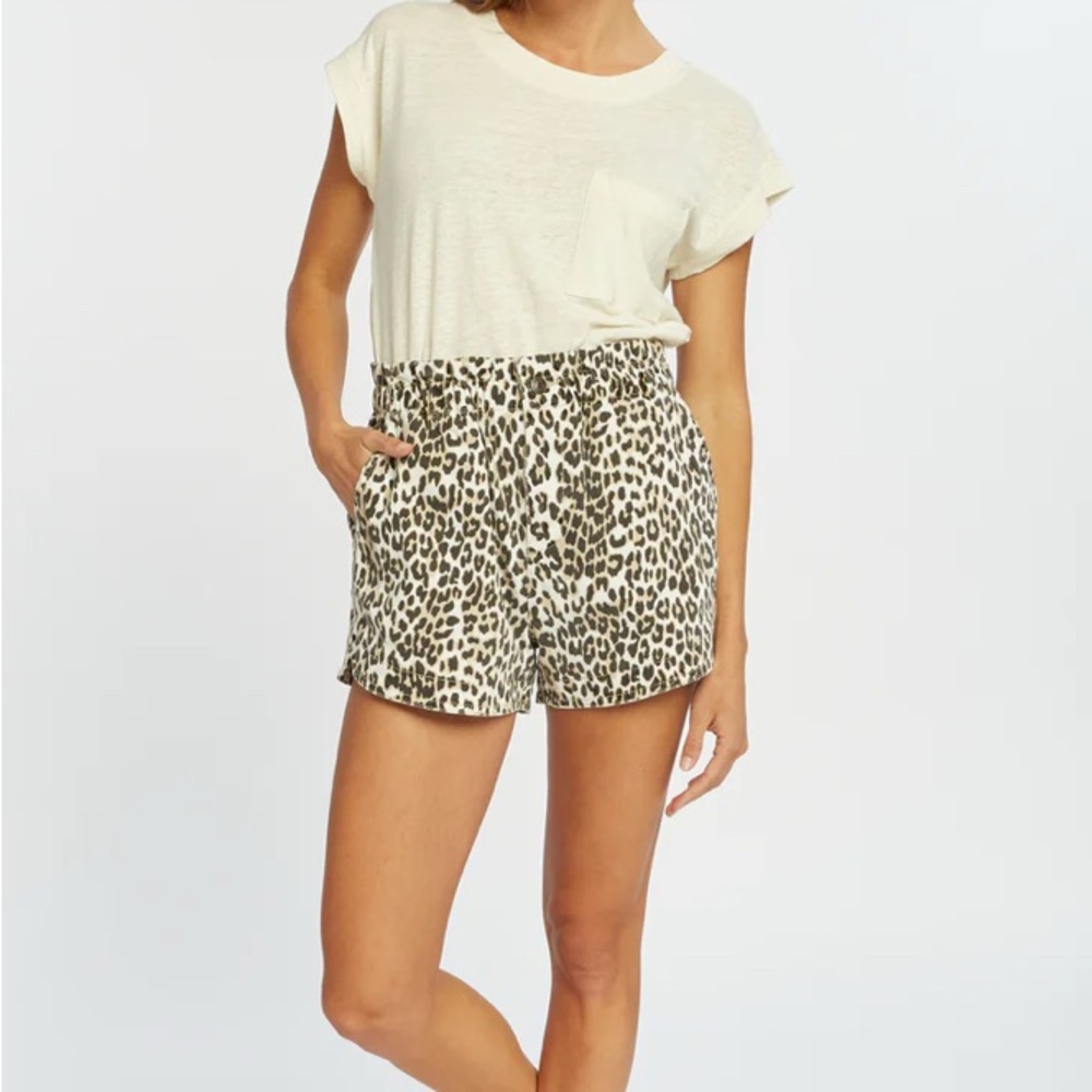 Thread & Supply Hang Loose  Cotton Short M Leopard Denim Casual Modern Relaxed
